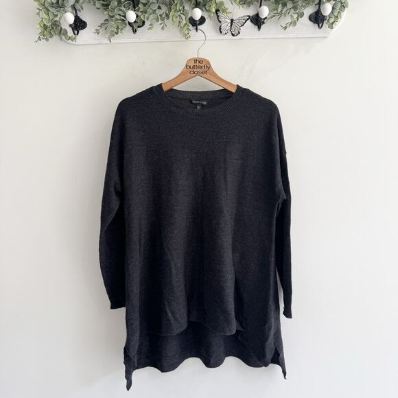 Eileen Fisher Grey 100% Merino Wool Tunic Sweater Small CP - Picture 1 of 4